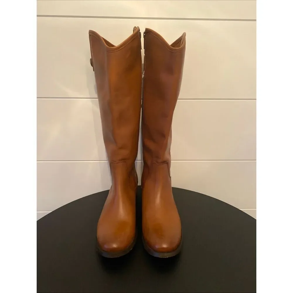 NEW $370 FRYE Marissa Medallion BUTTON MODERNIZIED ZIP BOOT COGNAC 6.5 (ME5) - Picture 2 of 9